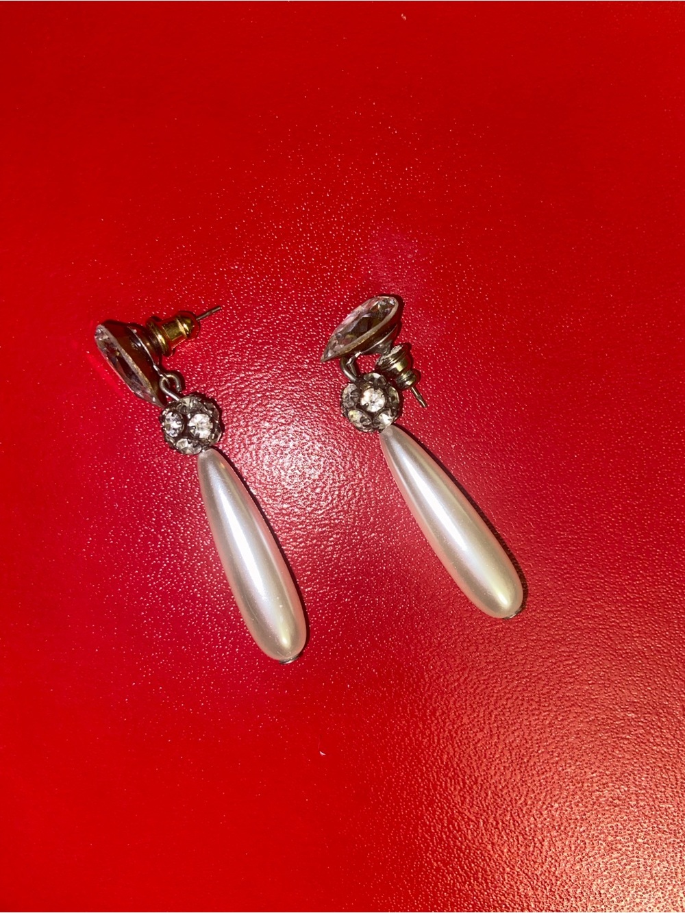 Classic Pearl Drop Crystal Earrings - White